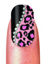 Pink/Black Leopard Bling Nails
