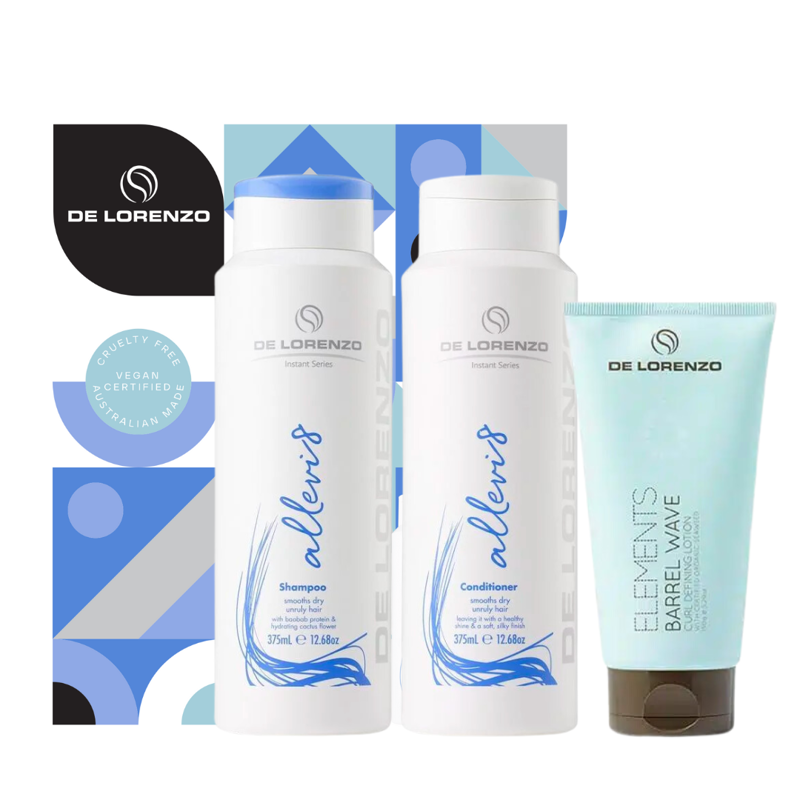 De Lorenzo - Allevi8 Shampoo Conditioner & Barrel Wave Pack