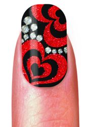 Red Heart Bling Nail Strips